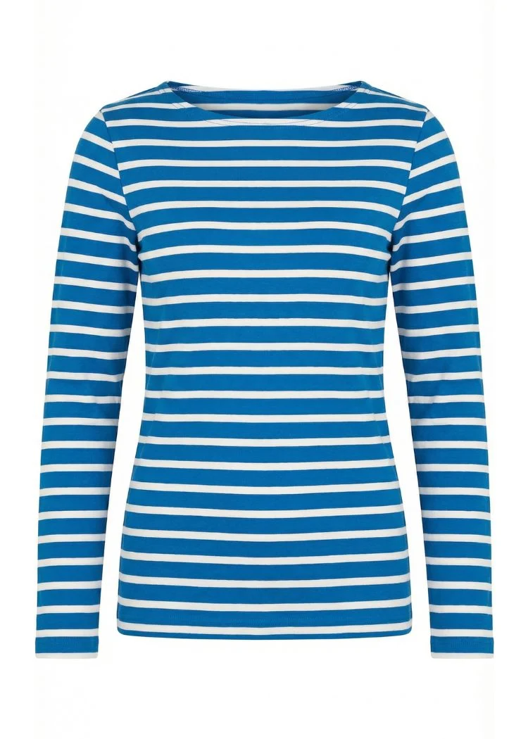 Ringelshirt Damen aus Bio-Baumwolle – Petrol/Weiß