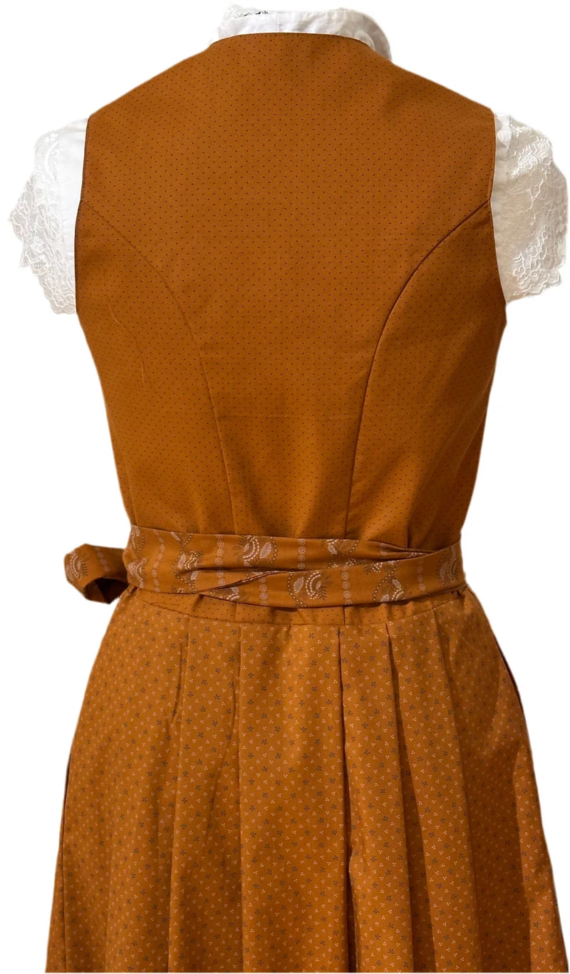 Dirndl Goldstich orange mit Knöpfen 75cm