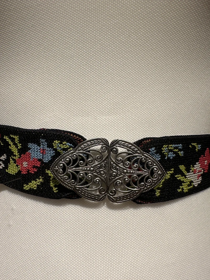 Trachtengürtel Stretch mit Schliße silber