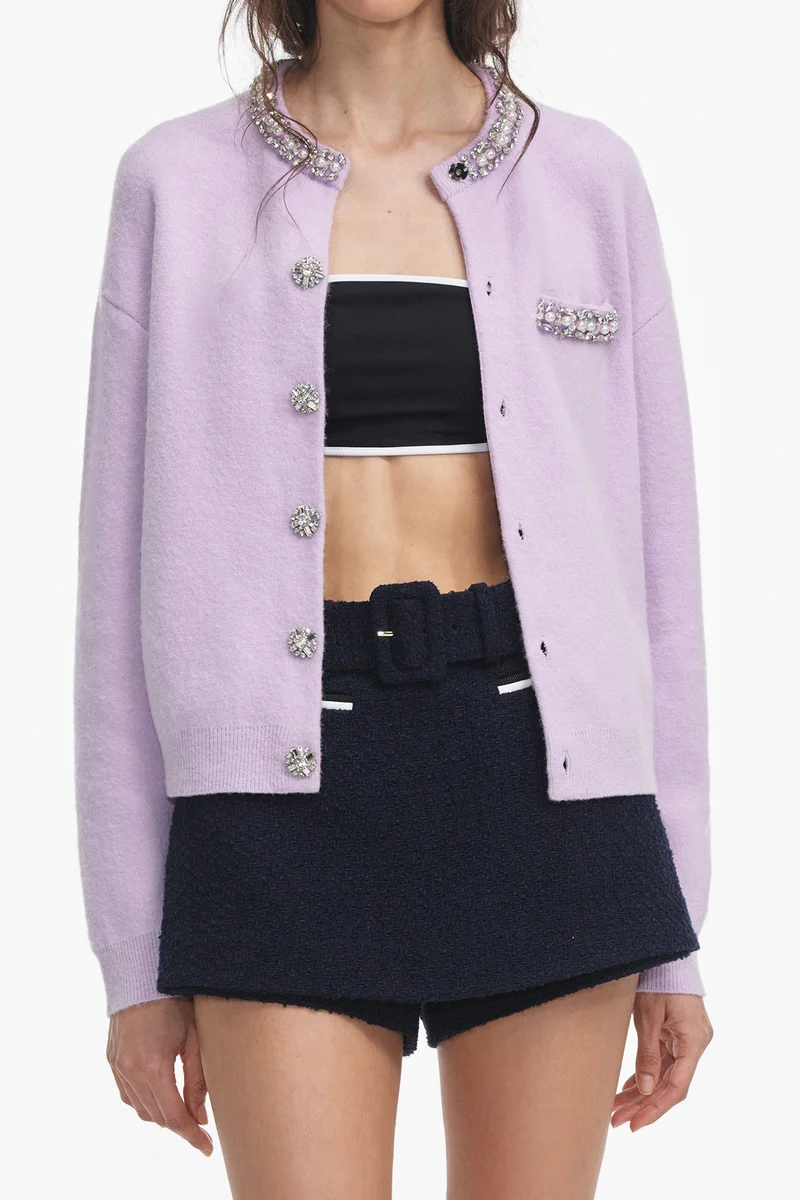 self-portrait Damen Strickjacke Lila