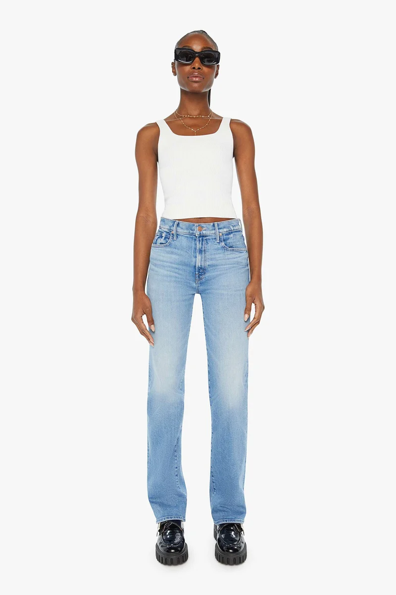 MOTHER Damen Jeans The Kick It Blau