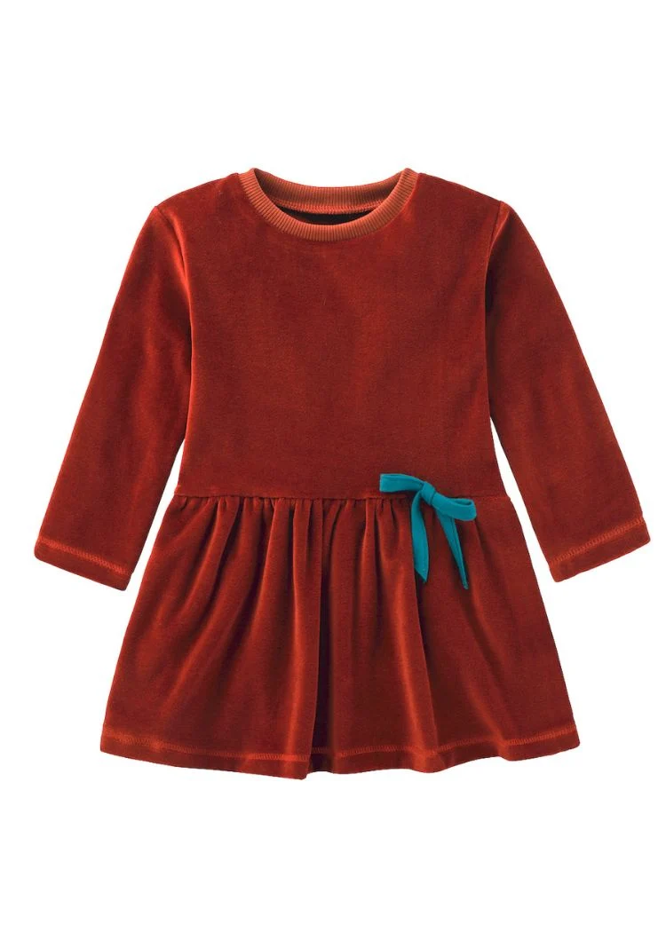 Samt Kleid für Mädchen (Henna) - 100% Biobaumwolle