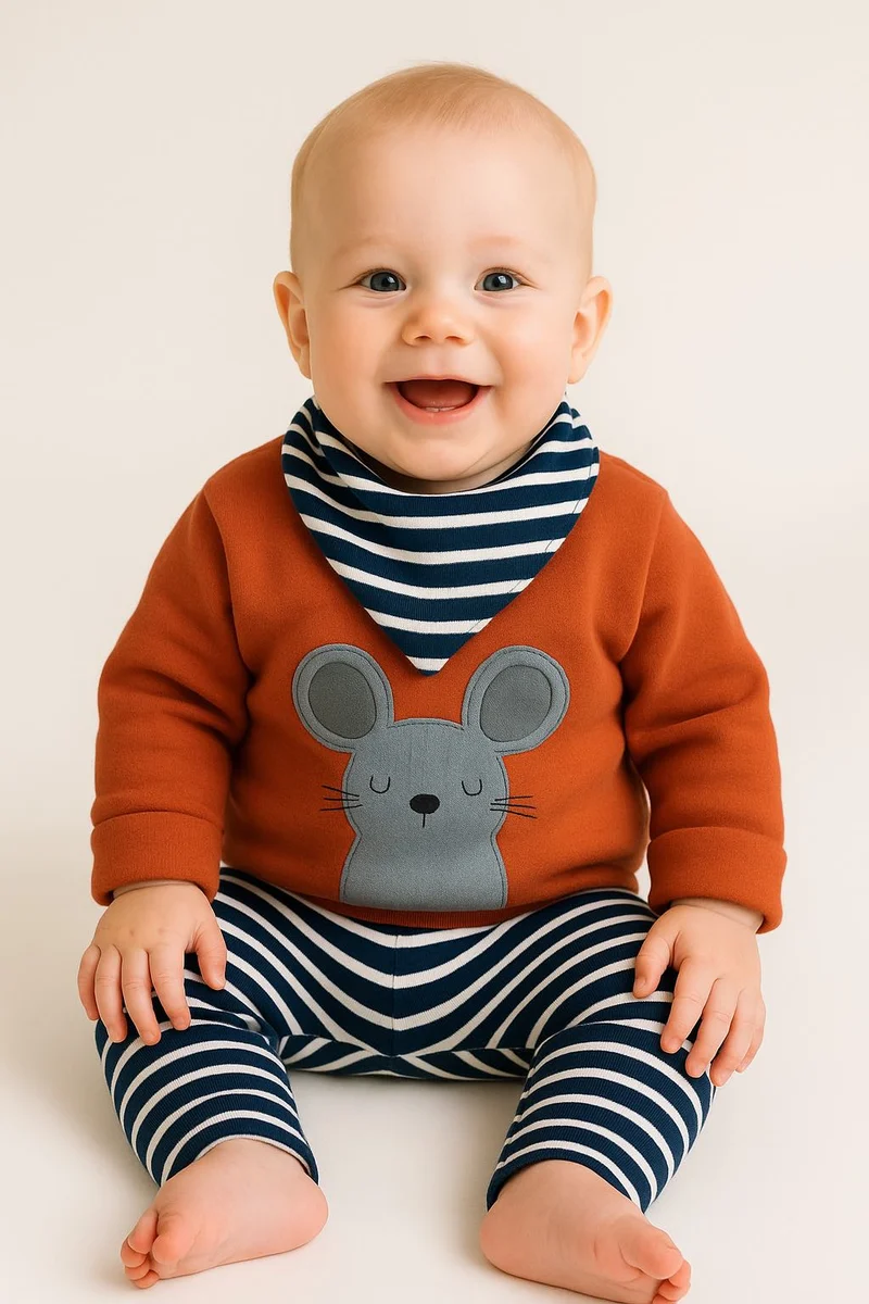 Baby Halstuch Navy-Ecru/Henna