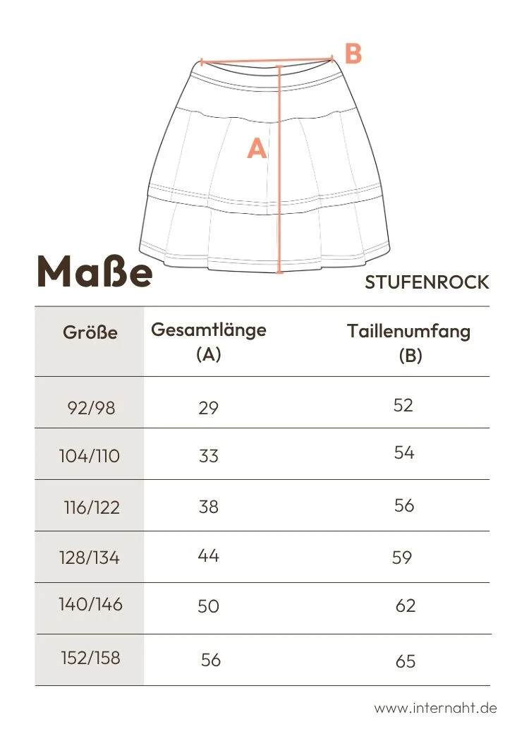 Stufenrock Mädchen aus Bio-Baumwolle in Orange