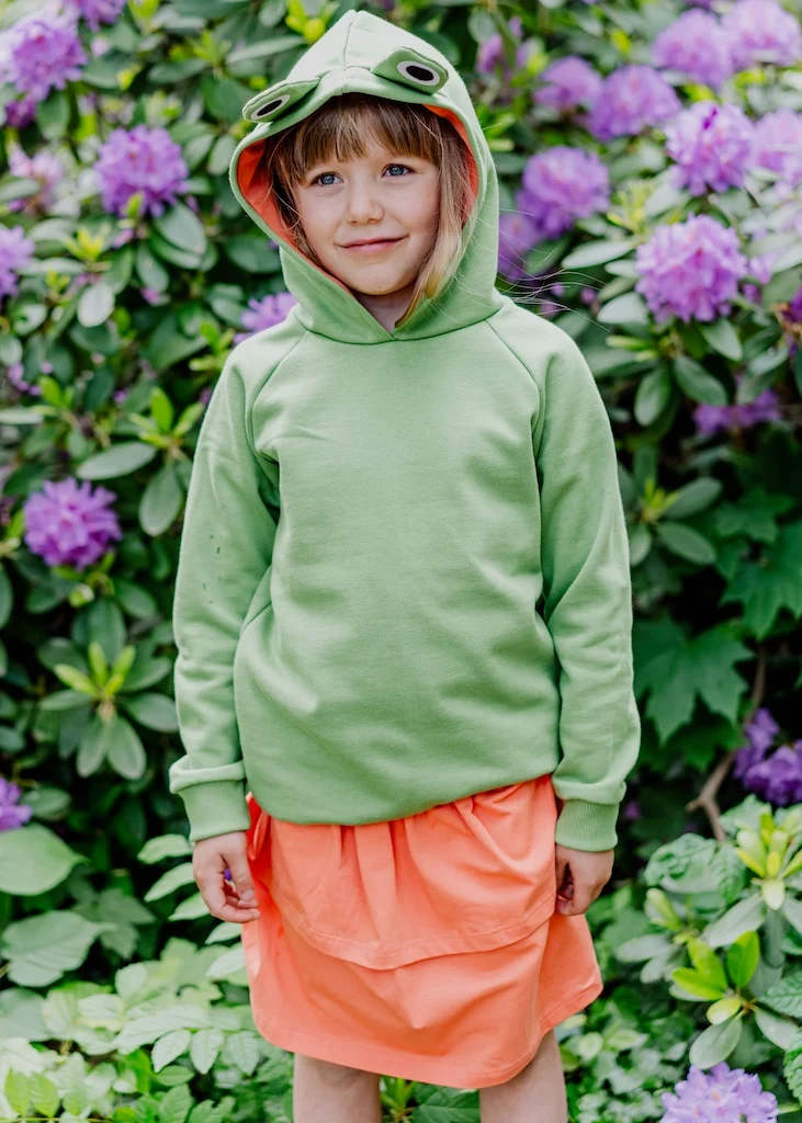 Stufenrock Mädchen aus Bio-Baumwolle in Orange