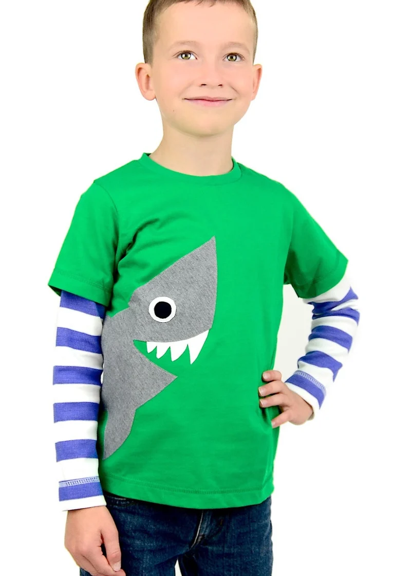 Langarmshirt Kinder Bio Baumwolle „Hai“