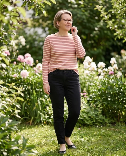 Ringelshirt Damen aus Bio-Baumwolle – Rosenholz/Ecru