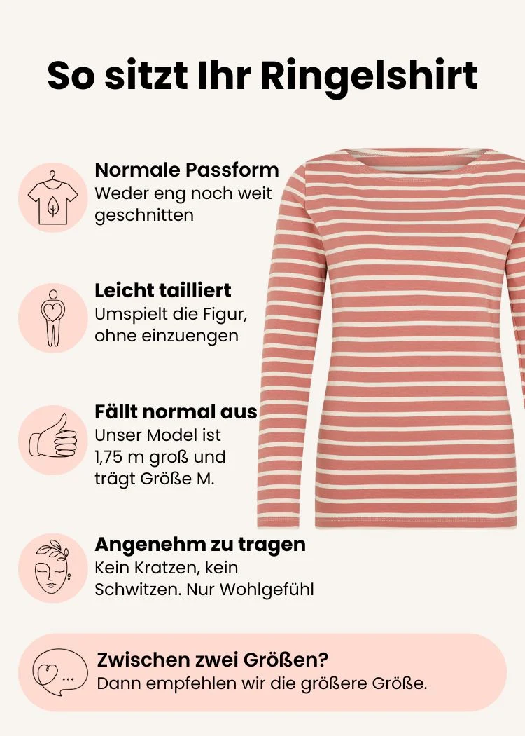 Ringelshirt Damen aus Bio-Baumwolle – Rosenholz/Ecru