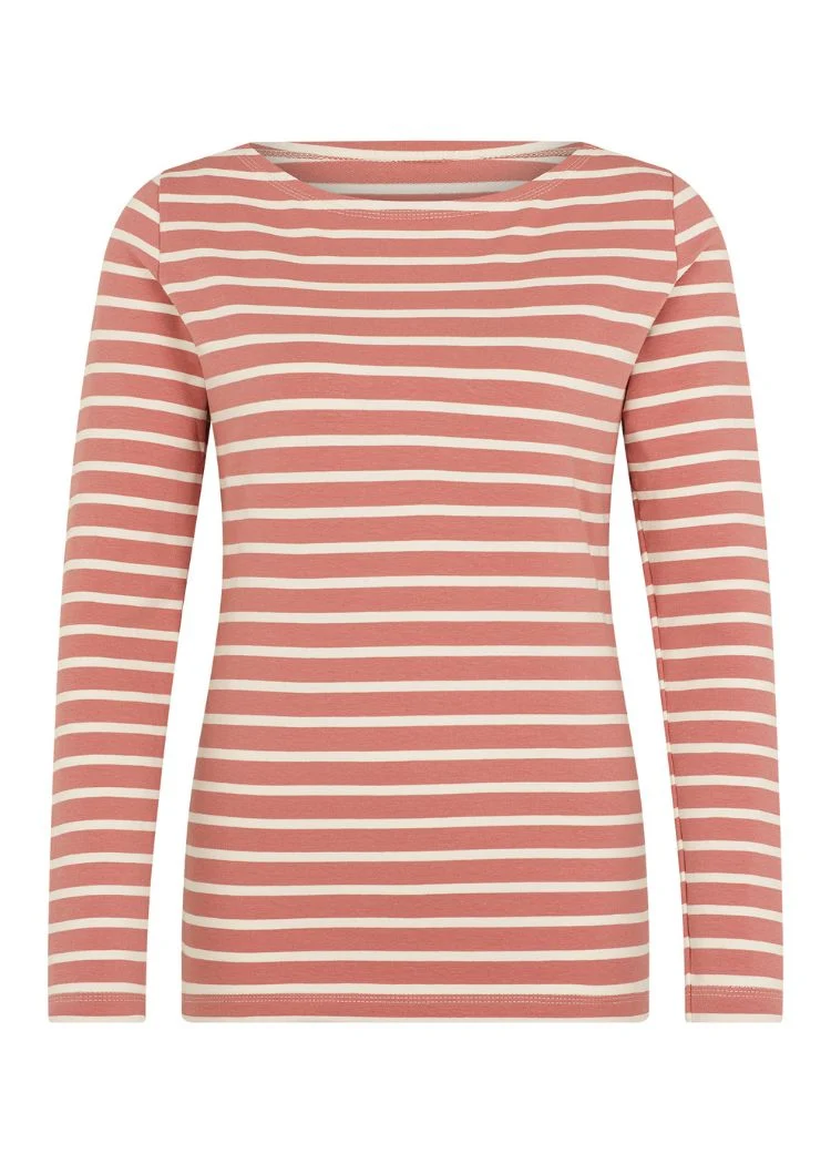 Ringelshirt Damen aus Bio-Baumwolle – Rosenholz/Ecru