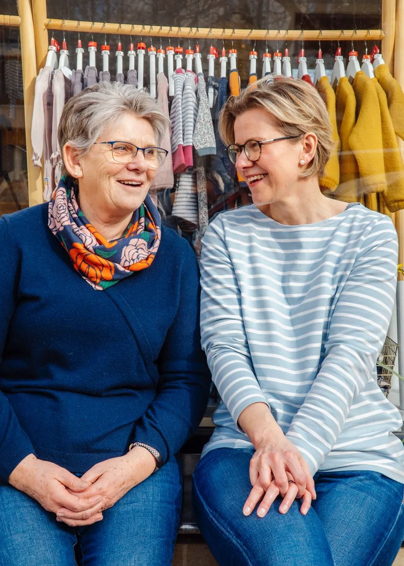 Ringelshirt Damen (Himmelblau-Weiß) aus Bio-Baumwolle