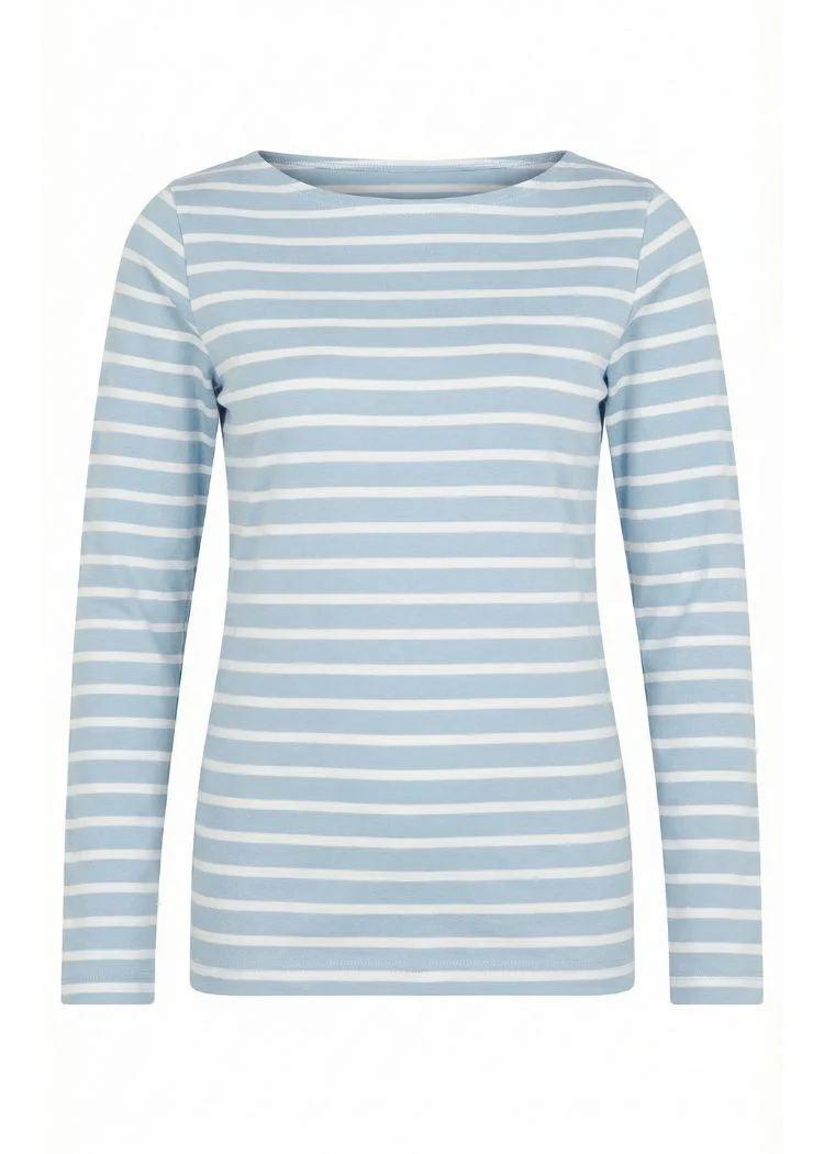Ringelshirt Damen (Himmelblau-Weiß) aus Bio-Baumwolle