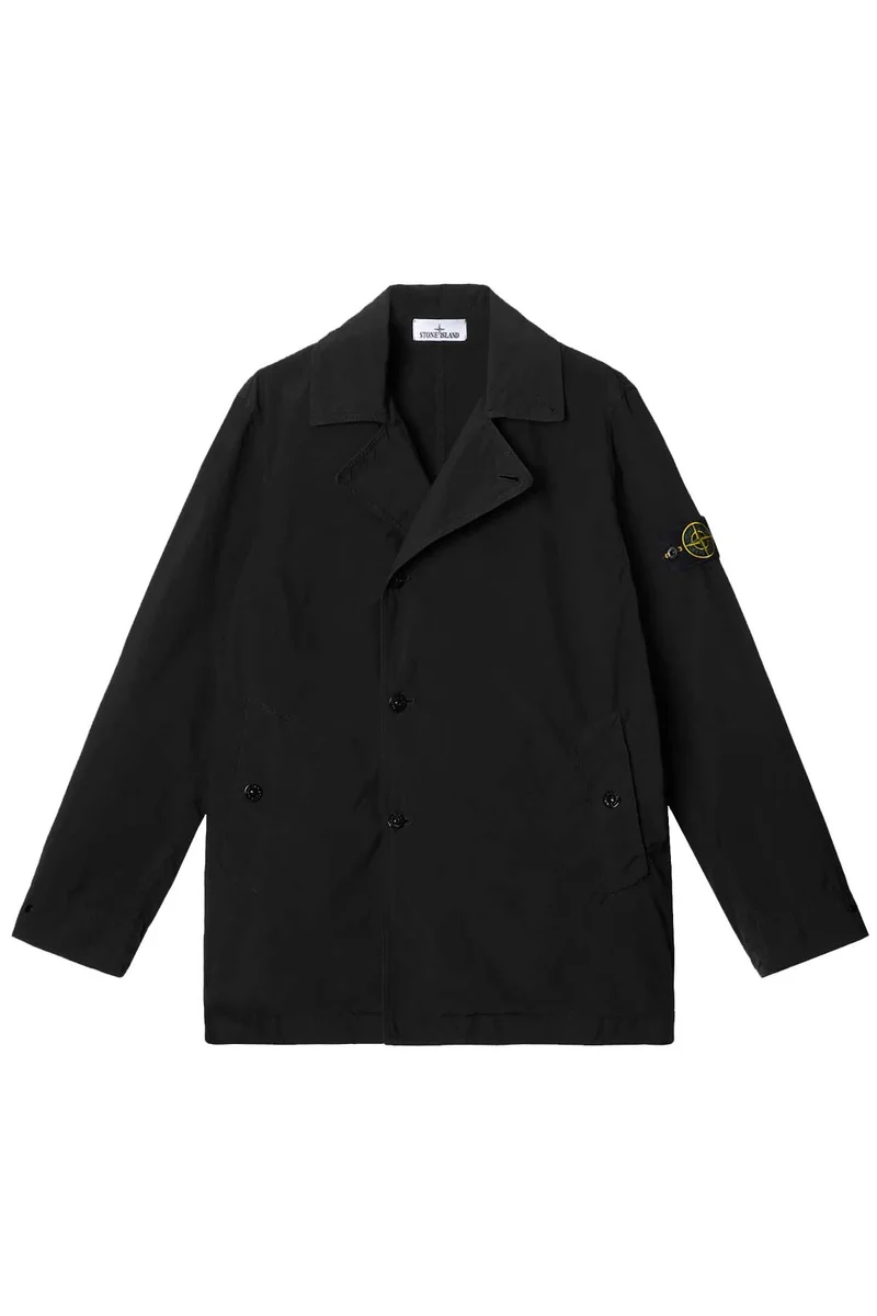 Stone Island kurzer Herren Trenchcoat Poly-TC Schwarz