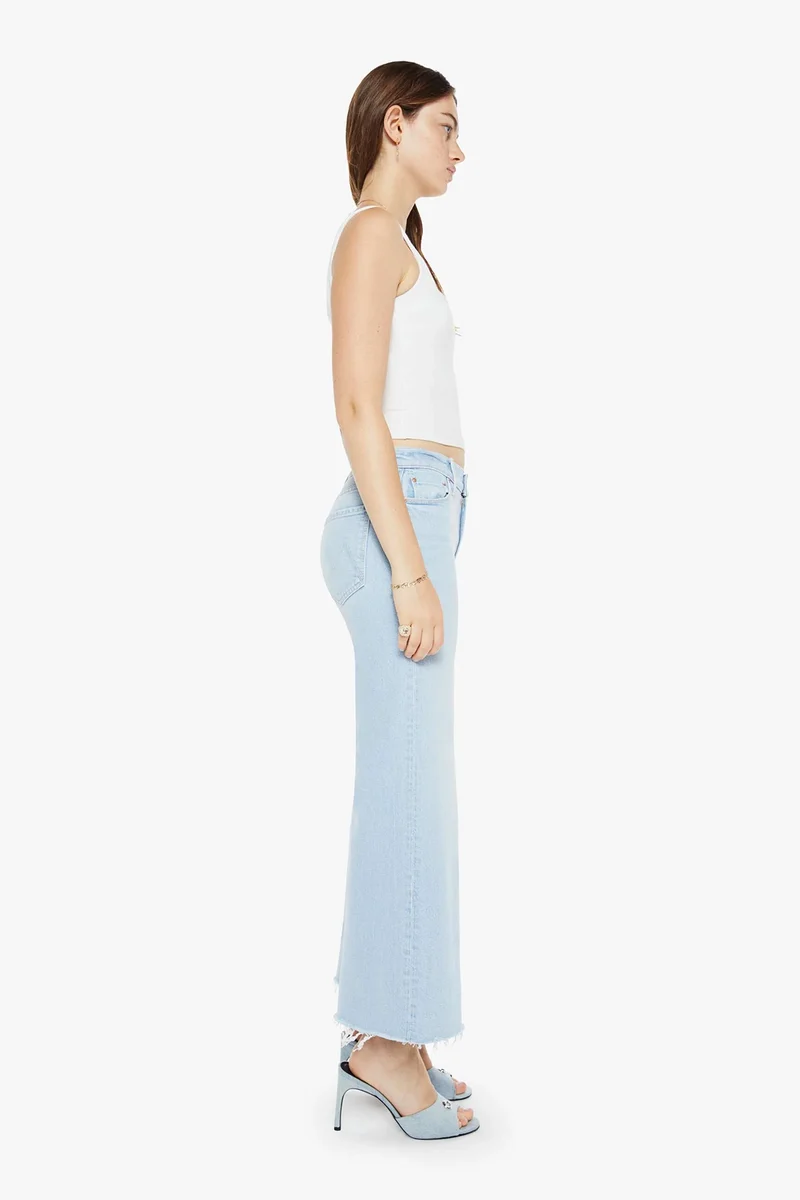 MOTHER Damen Jeans The Twist Ankle Fray Hellblau