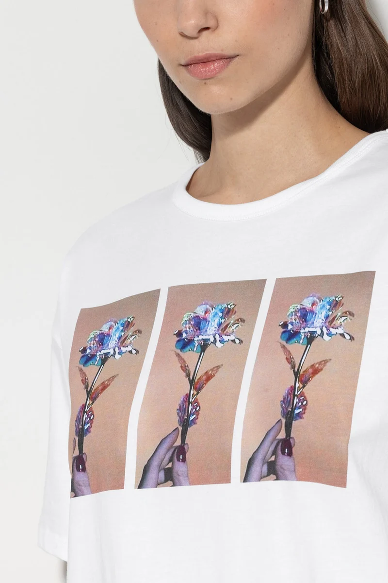 Luisa Cerano Damen T-Shirt mit Print Weiss