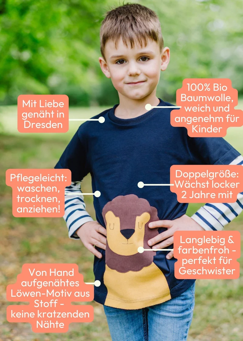 Langarmshirt Kinder Bio Baumwolle „Löwe“