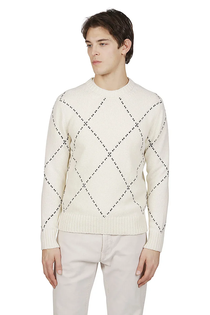 Eleventy Herren Strickpullover Creme Weiss