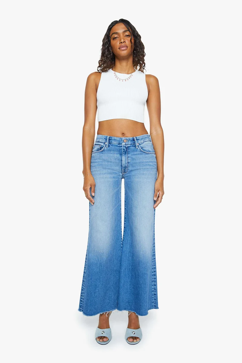 MOTHER Damen Jeans The Roller Fray Blau
