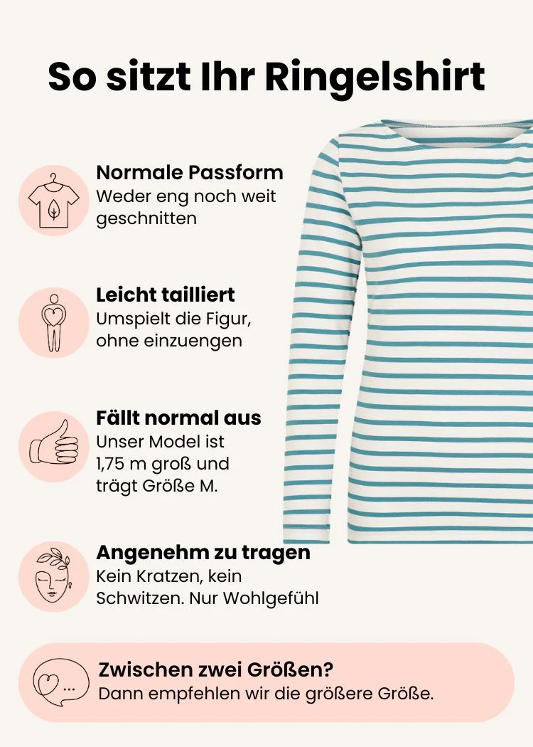 Ringelshirt Damen aus Bio-Baumwolle – Weiß/Petrol