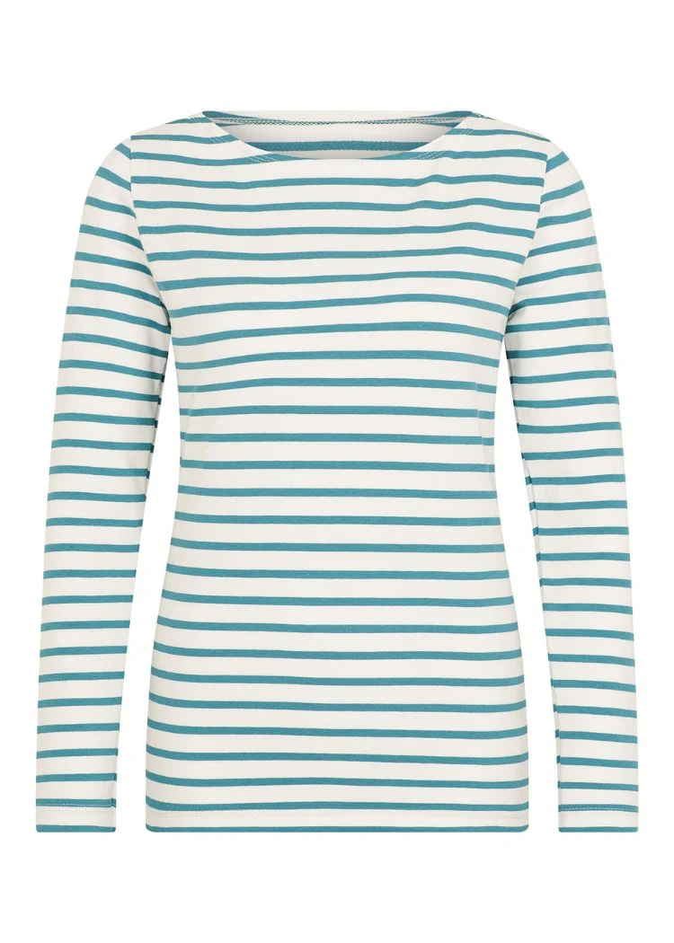 Ringelshirt Damen aus Bio-Baumwolle – Weiß/Petrol