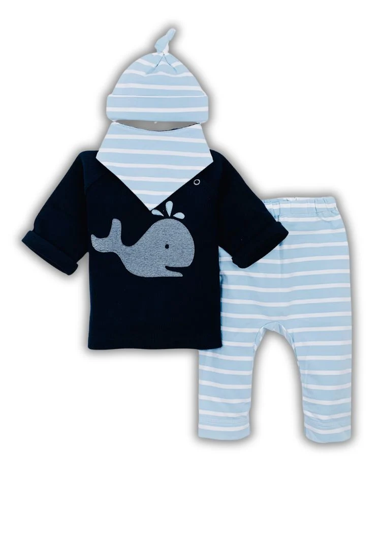 Baby Halstuch Himmelblau-Weiß/Navy