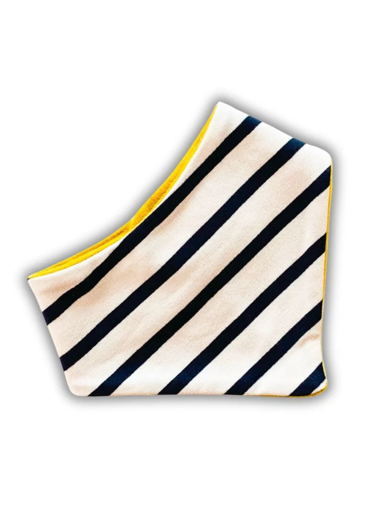 Baby Halstuch Ecru-Navy/Senfgelb