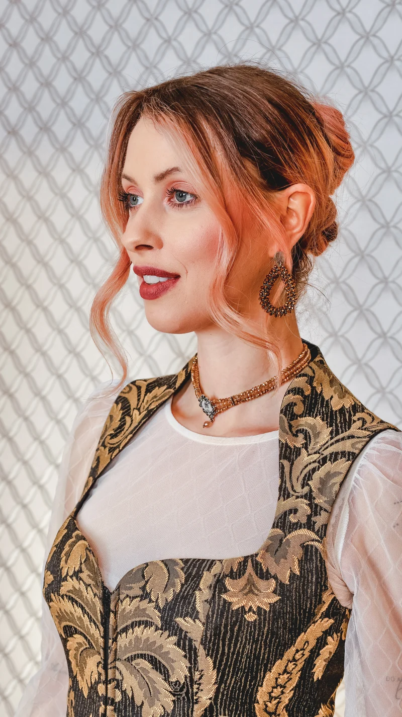 Dirndl Goldstich schwarz/gold 70cm