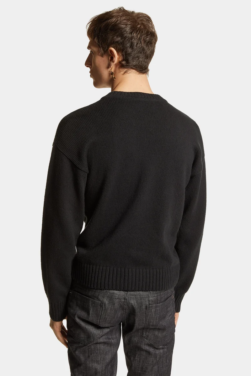 Dsquared2 Herren Crewneck Strickpullover Schwarz