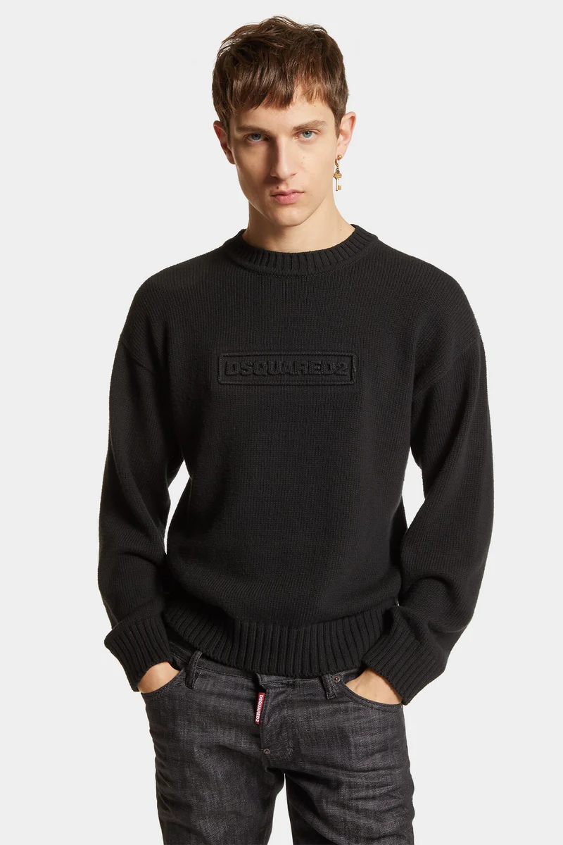 Dsquared2 Herren Crewneck Strickpullover Schwarz