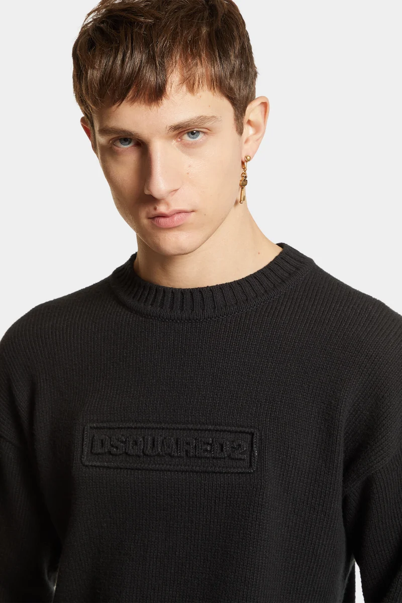 Dsquared2 Herren Crewneck Strickpullover Schwarz