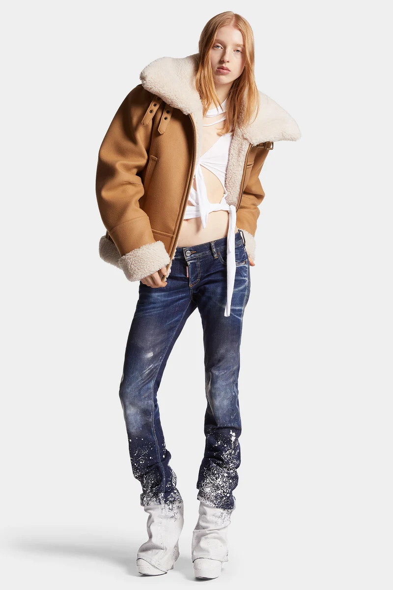 Dsquared2 Damen Wolljacke Easy Aviator Camel