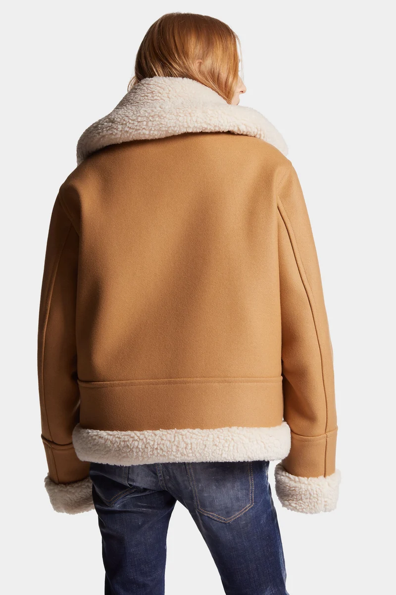 Dsquared2 Damen Wolljacke Easy Aviator Camel