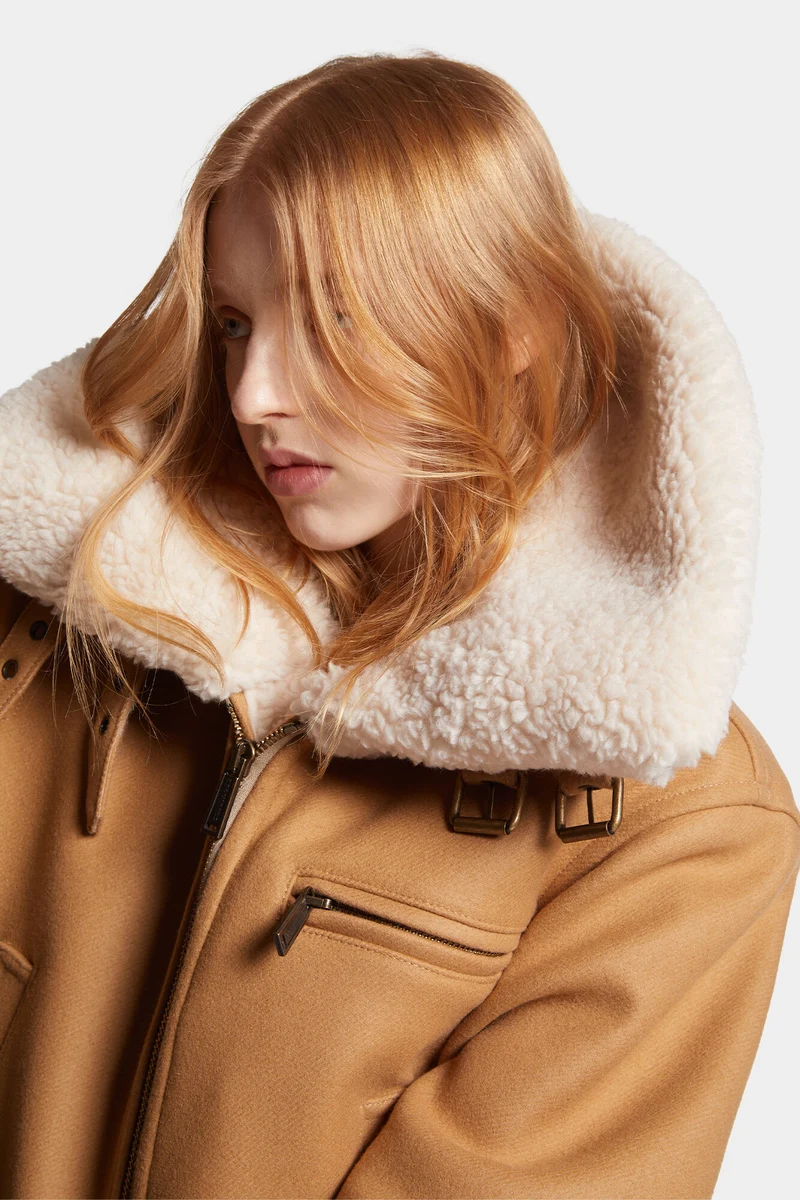 Dsquared2 Damen Wolljacke Easy Aviator Camel