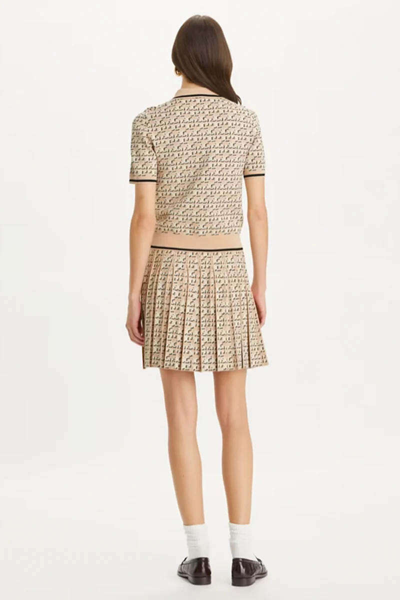 Tory Burch Damen Monogram Pleated Rock Apricot Blush