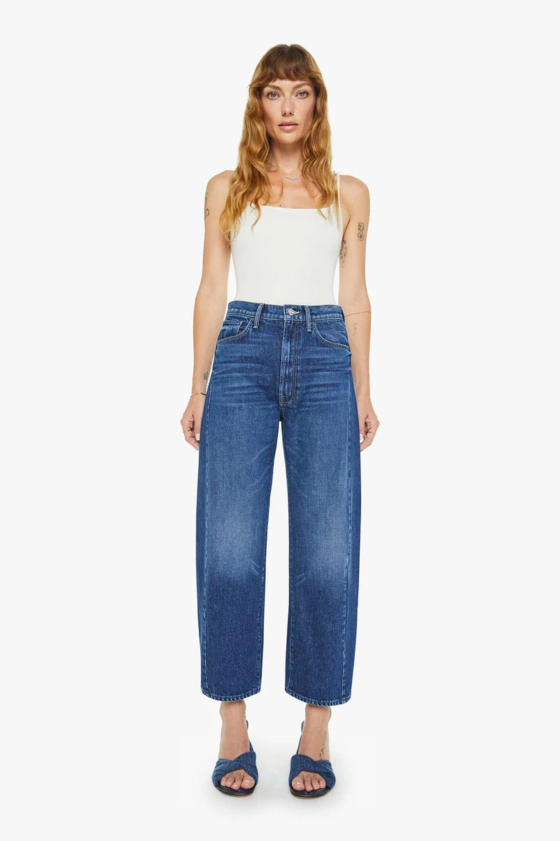 MOTHER Damen Jeans The Half-Pipe Ankle Blau