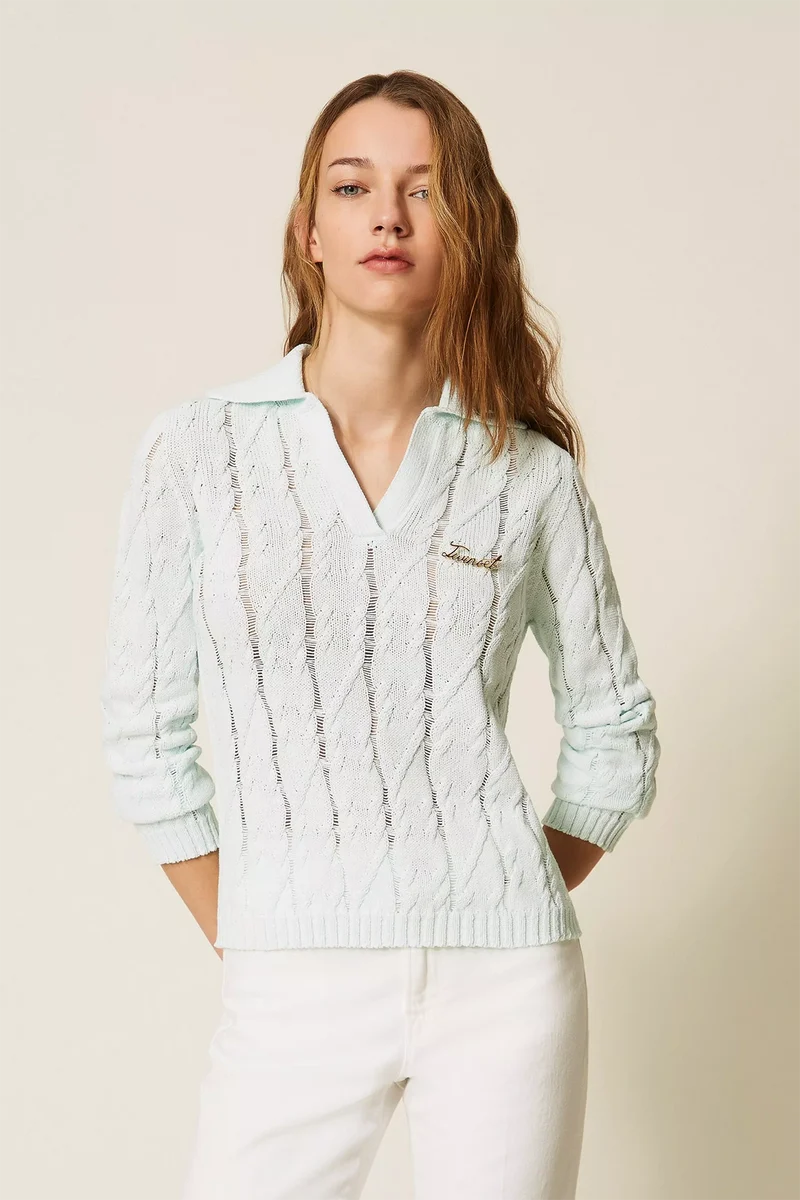 Twin Set Damen Strickpullover Aqua