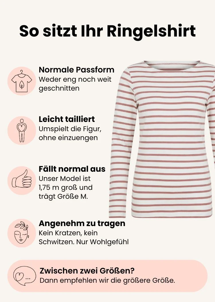 Ringelshirt Damen aus Bio-Baumwolle – Ecru/Rosenholz