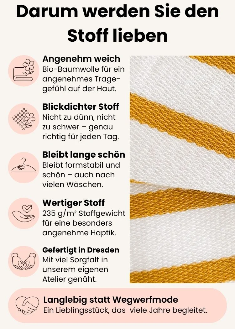 Ringelshirt Damen aus Bio-Baumwolle – Weiß/Senfgelb