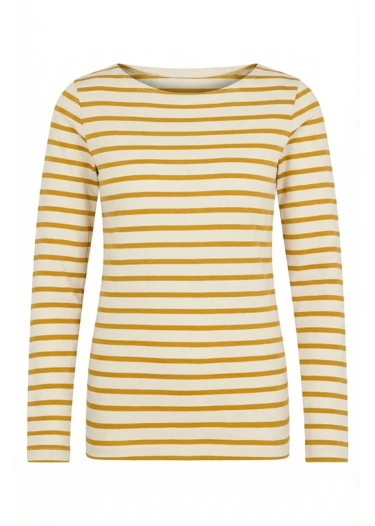 Ringelshirt Damen aus Bio-Baumwolle – Weiß/Senfgelb