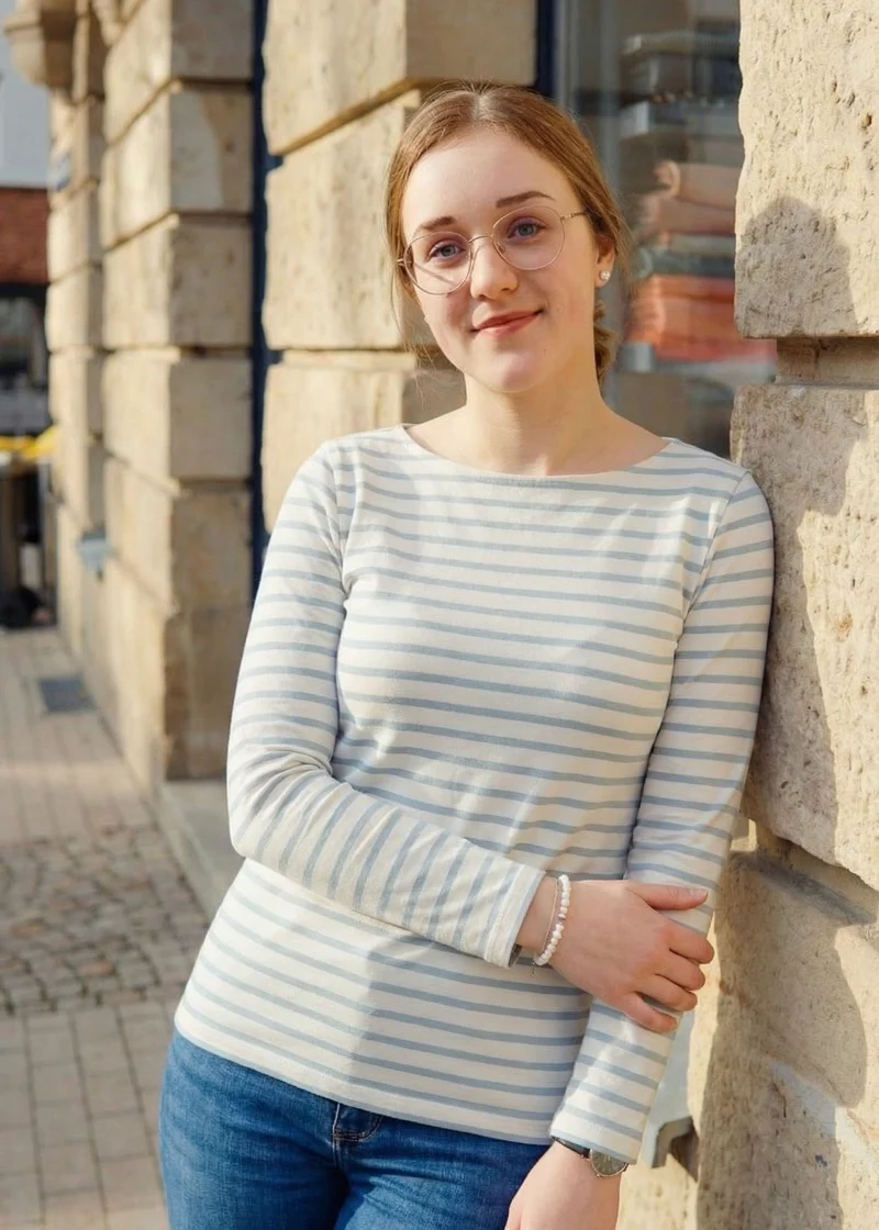 Ringelshirt Damen (Weiß-Himmelblau) aus Bio-Baumwolle