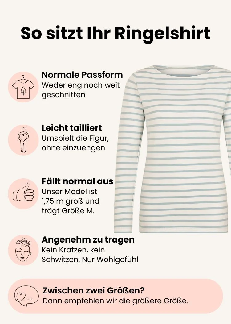 Ringelshirt Damen (Weiß-Himmelblau) aus Bio-Baumwolle