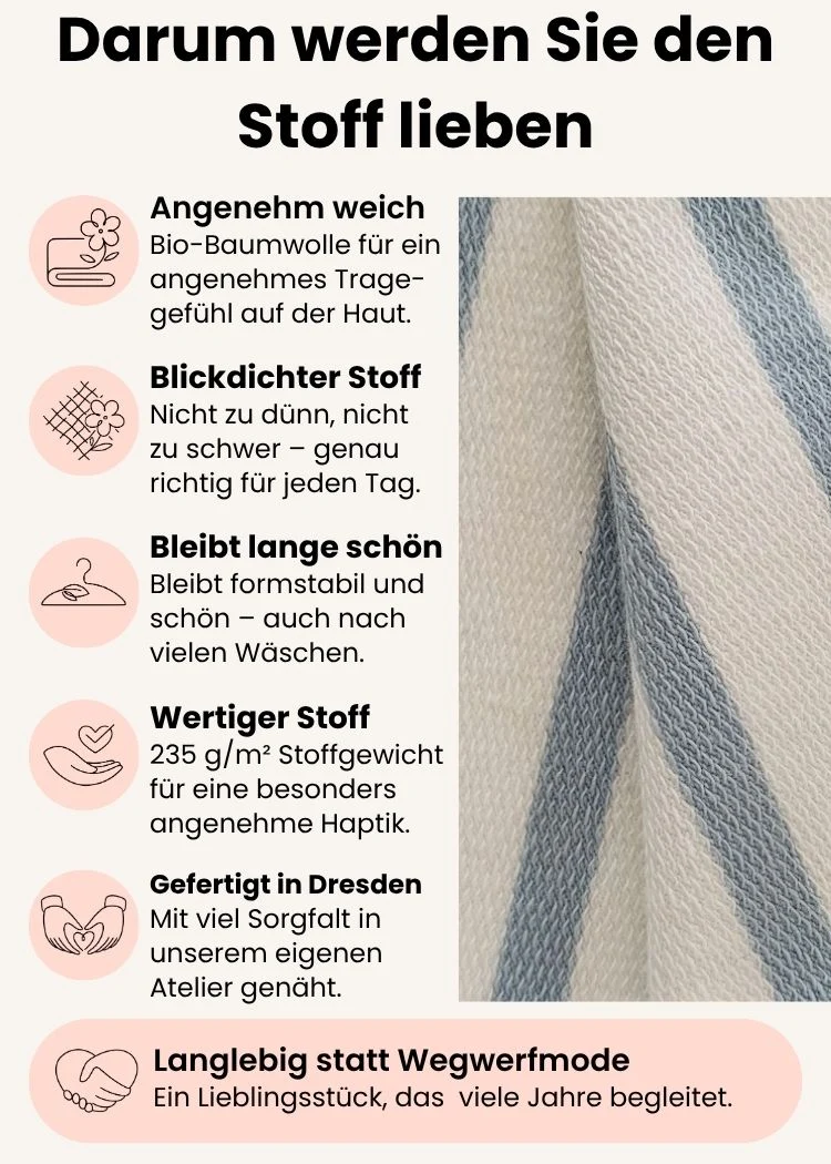 Ringelshirt Damen (Weiß-Himmelblau) aus Bio-Baumwolle