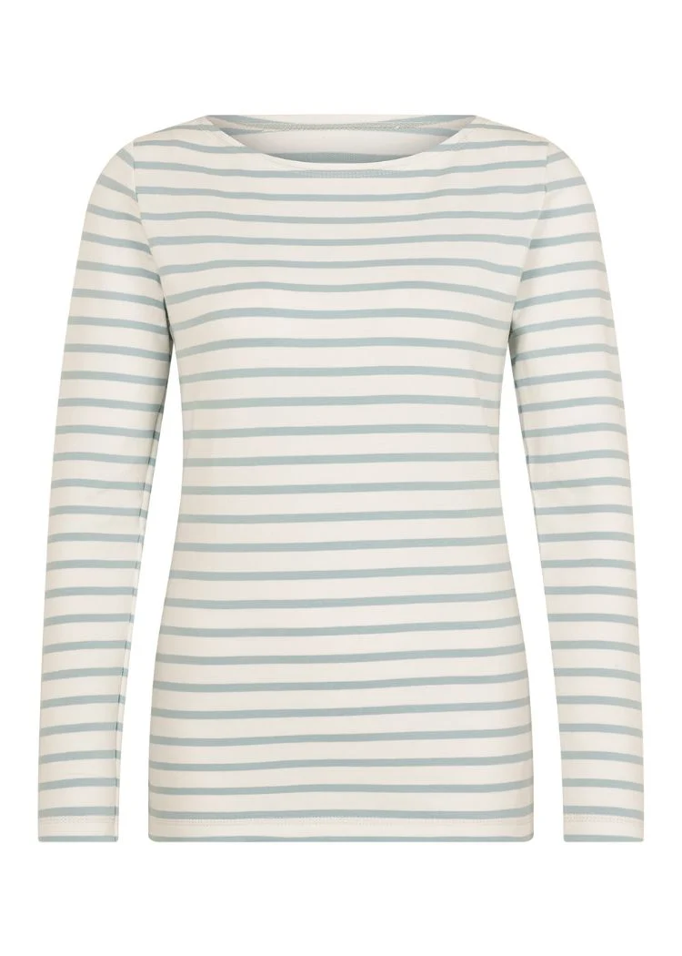 Ringelshirt Damen (Weiß-Himmelblau) aus Bio-Baumwolle