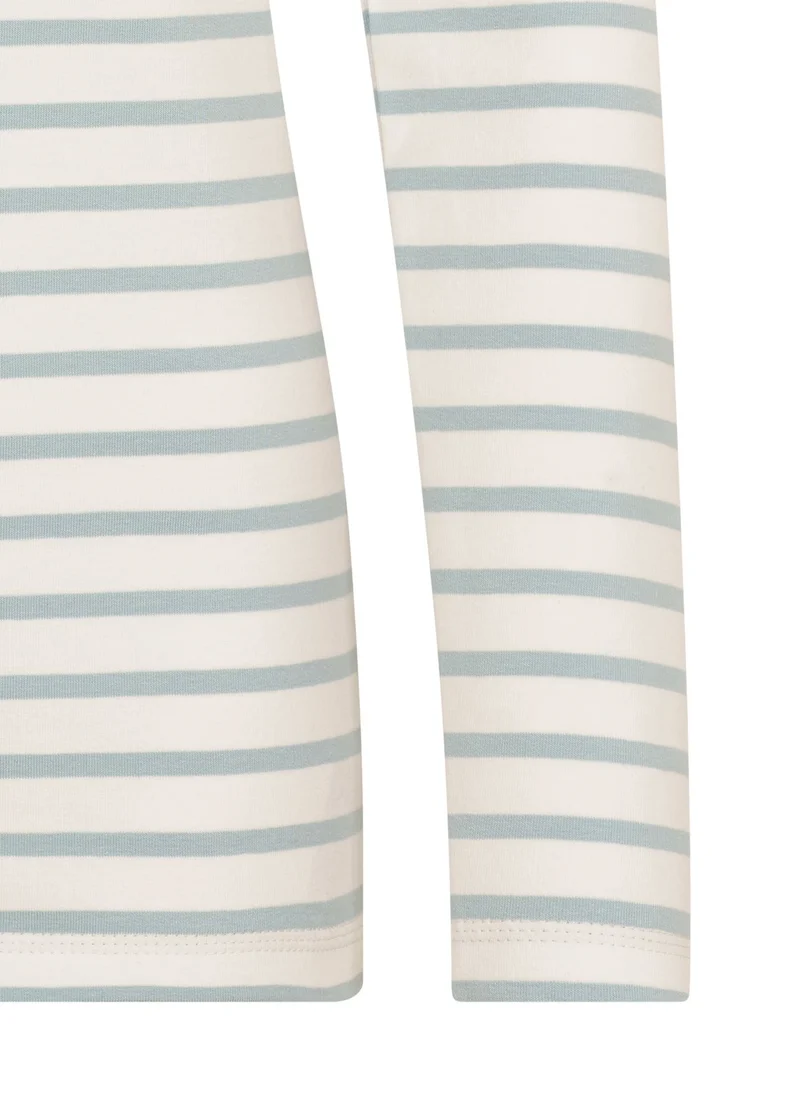 Ringelshirt Damen (Weiß-Himmelblau) aus Bio-Baumwolle