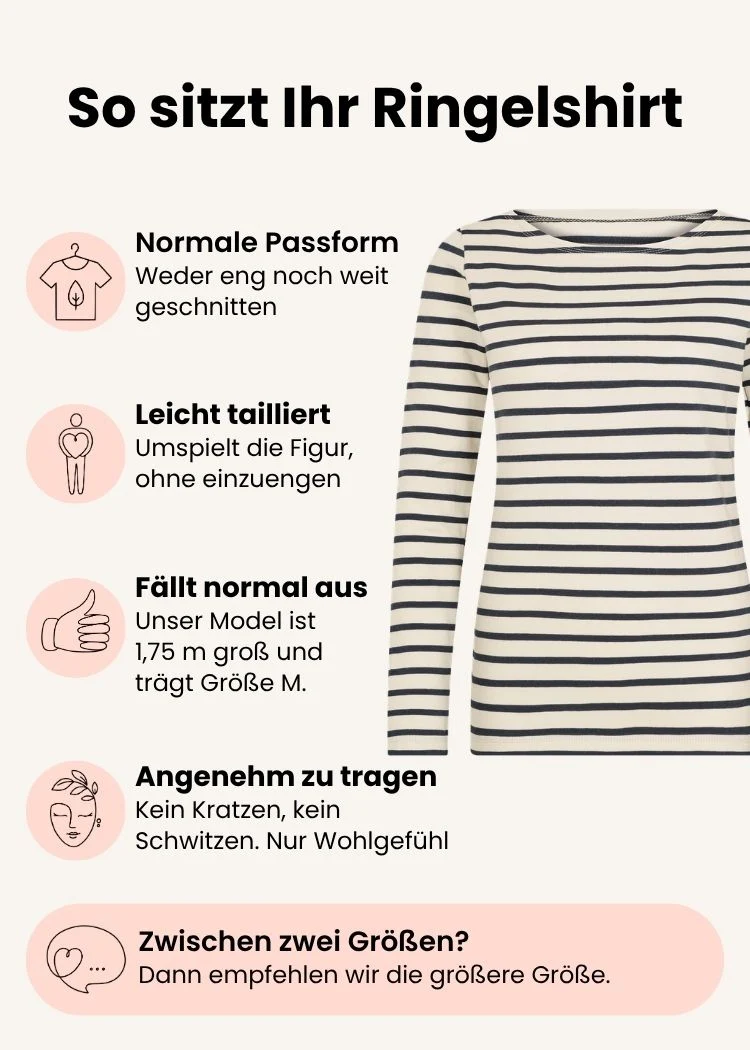 Ringelshirt Damen aus Bio-Baumwolle – Ecru/Navy