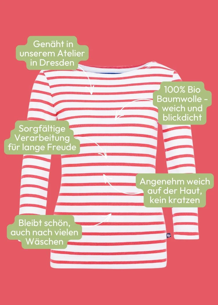 Ringelshirt rot-weiß für Damen