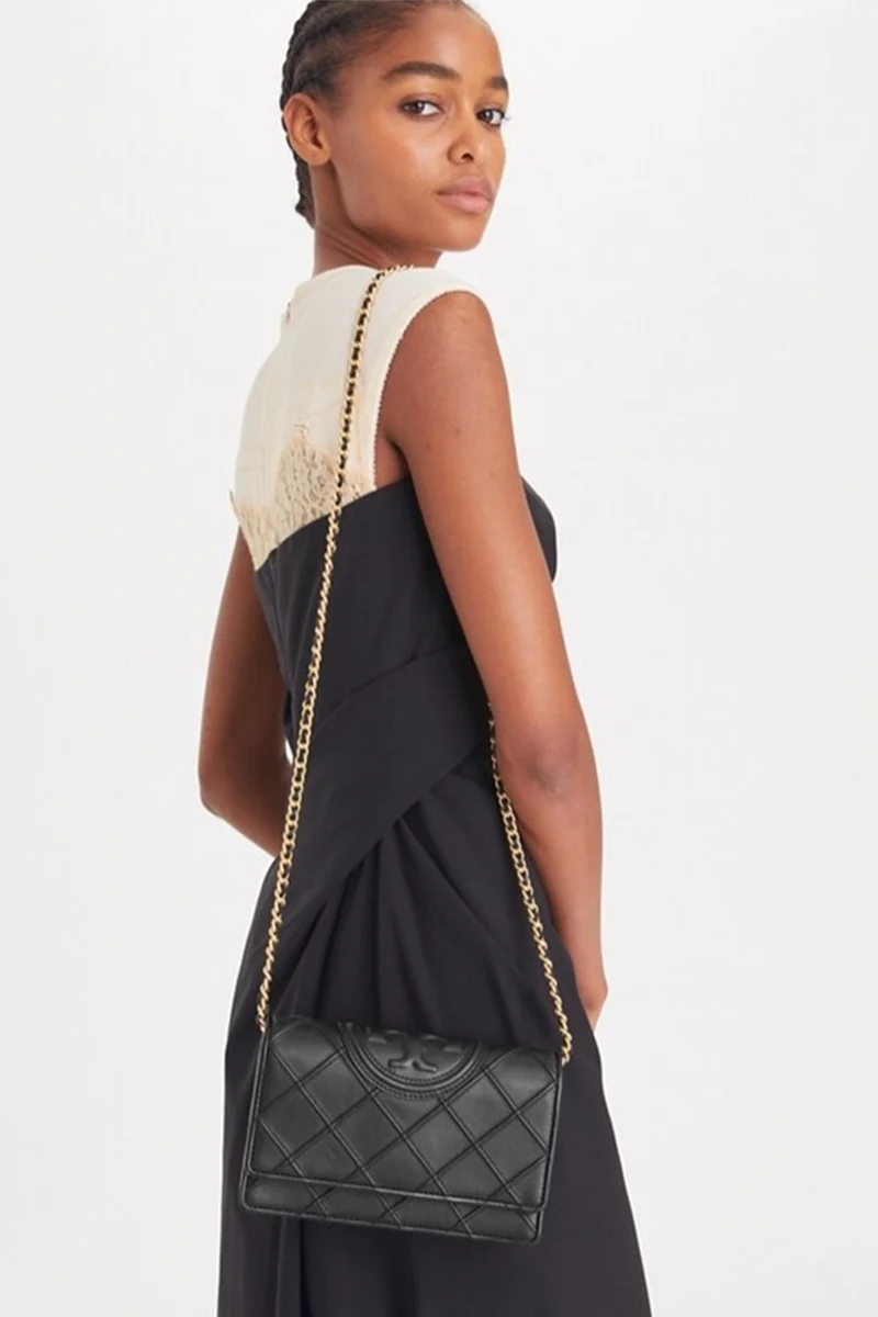 Tory Burch Damen Geldbörse Fleming Schwarz