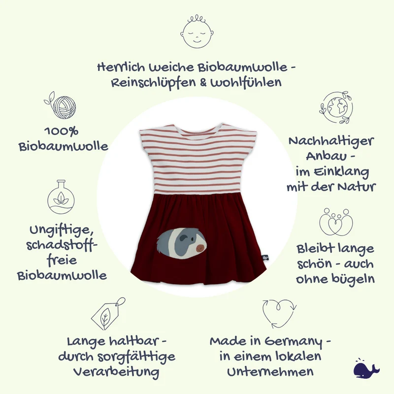 Baby Kleid Meerschweinchen - 100% Bio Baumwolle