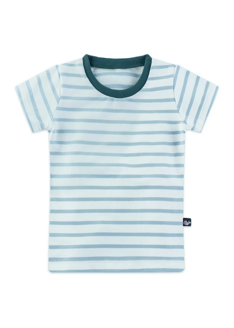 Kinder T-Shirt Bio-Baumwolle – Weiß/Hellblau