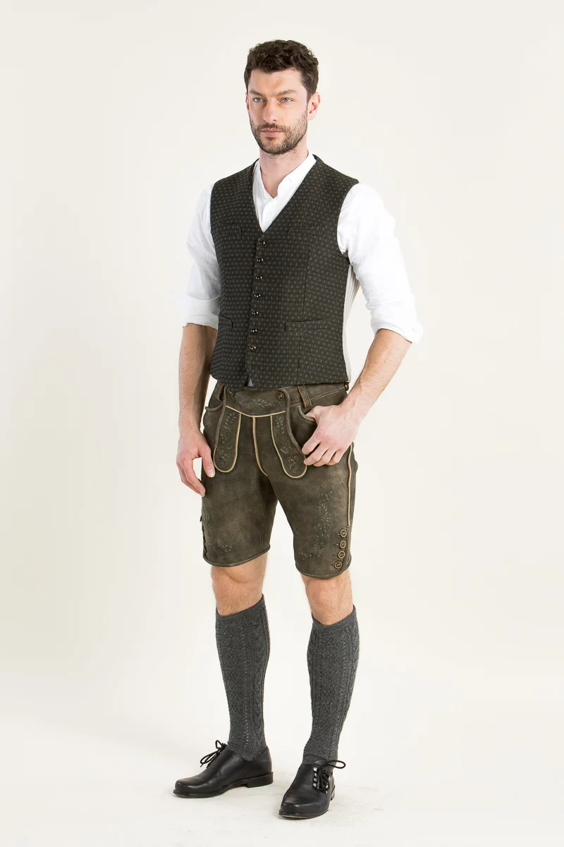 Kurze Ledergott Lederhose Leo antikbraun