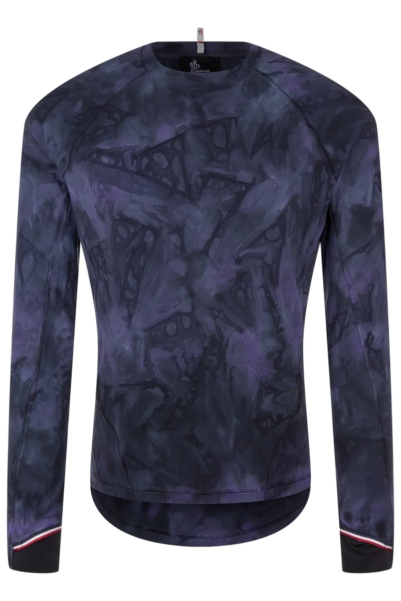 Moncler Grenoble Herren Skishirt Manica Lunga Blau/Lila